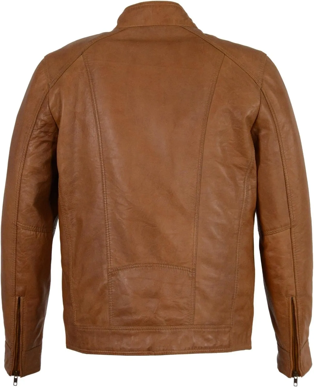 Milwaukee Leather Men's Saddle Color Lambskin Motorcycle Fashion Leather Jacket SFM1860