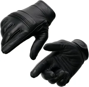 Milwaukee Leather MG7535 Men's Black Leather with Gel Palm Motorcycle Hand Gloves w/Flex Knuckles