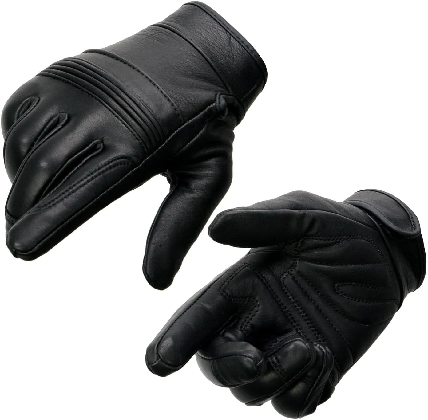 Milwaukee Leather MG7535 Men's Black Leather with Gel Palm Motorcycle Hand Gloves w/Flex Knuckles