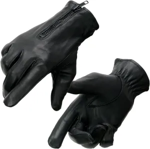 Milwaukee Leather SH226D Men's Black Unlined Leather Lightweight Motorcycle Hand Gloves W/Wrist Zipper Closure - X-Large