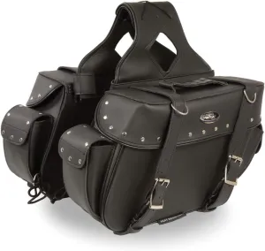 Milwaukee Leather SH57402ZB Black Medium Zip-Off PVC Throw Over Riveted Saddle Bag