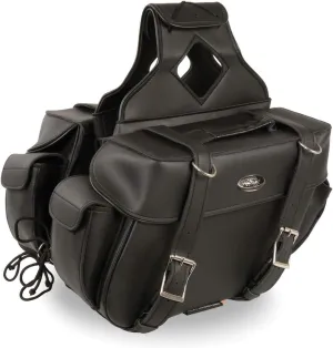 Milwaukee Leather SH57403ZB Black Medium Zip-Off PVC Throw Over Two Strap Saddle Bag