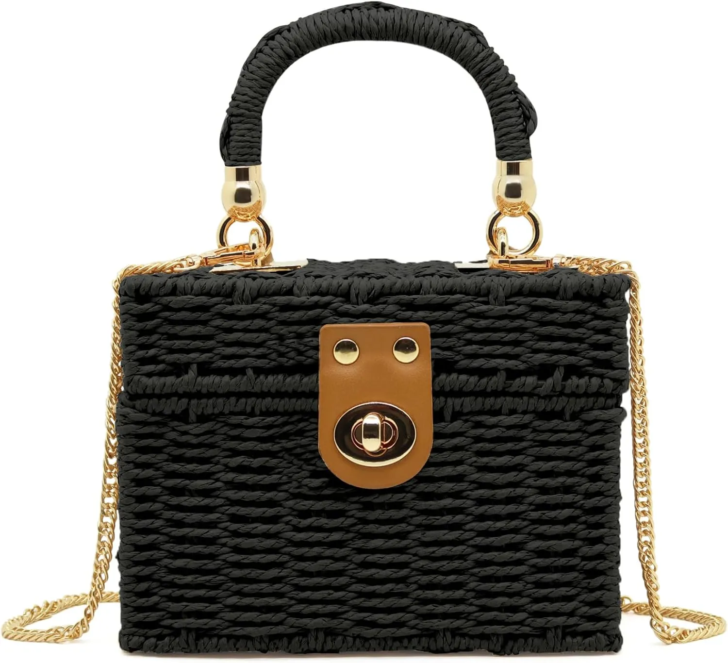Mini Straw Raffia Crossbody Bag Top Handbags Rattan Bag for Women,Summer Beach Shoulder Handbag,Woven Tote Clutch Bag