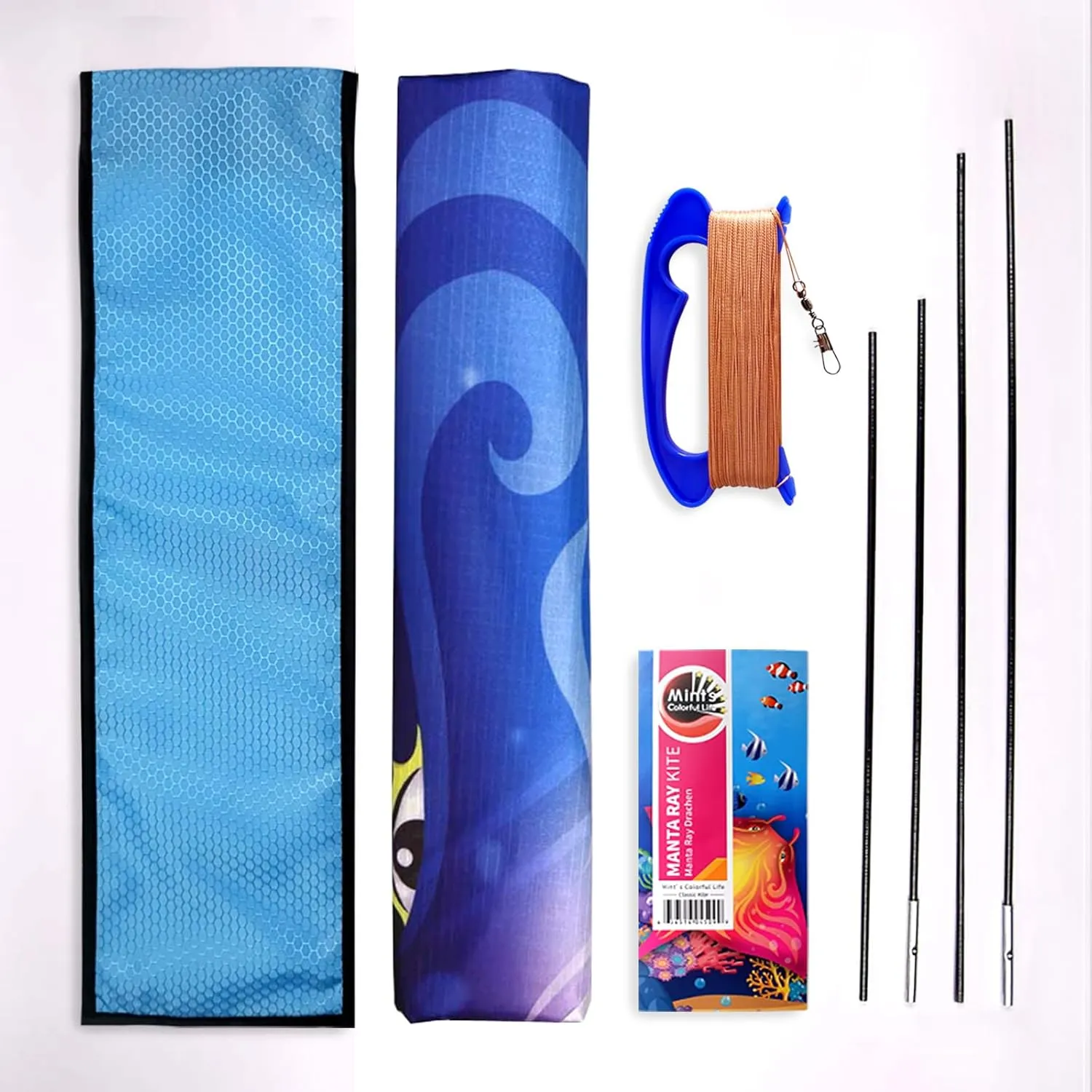 Mint's Colorful Life Devil Fish Kite for Kids and Adults，Easy to Fly Delta Kites Single Line Large, 300ft Kite String Handle Include
