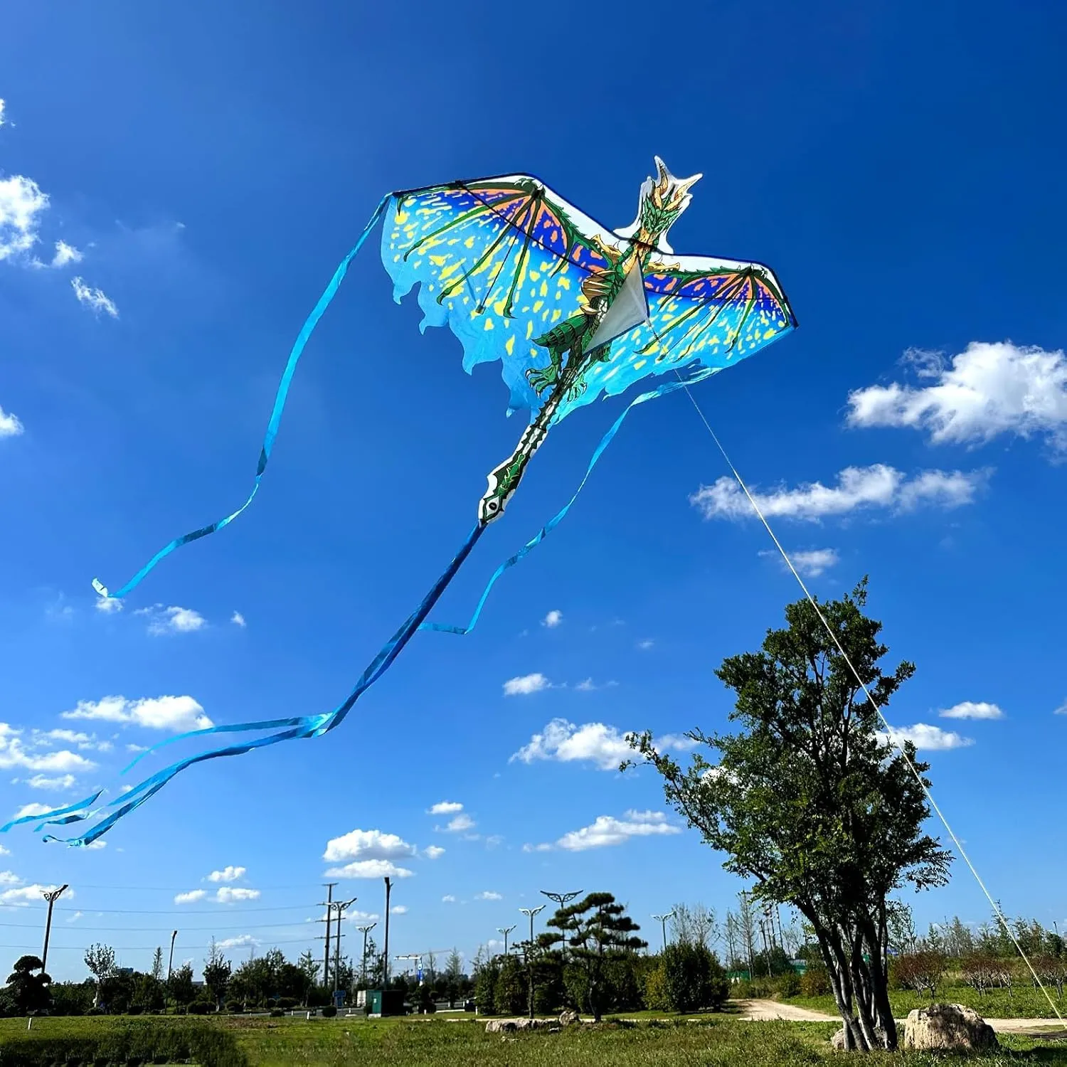 Mint's Colorful Life Dragon Kite for Kids & Adults, Easy to Fly Best Beach Kites for Beginners, 300ft Kite String Included