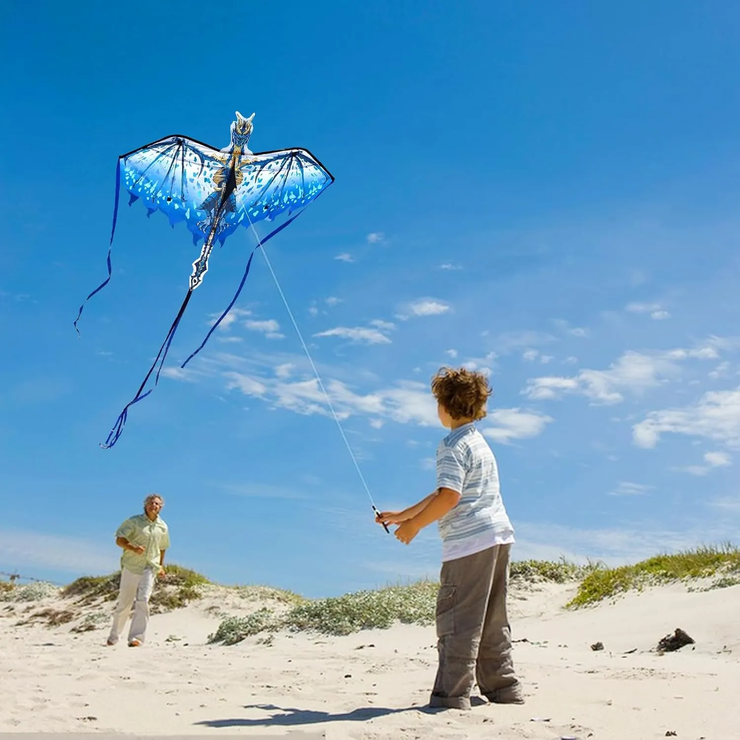 Mint's Colorful Life Dragon Kite for Kids & Adults, Easy to Fly Best Beach Kites for Beginners, 300ft Kite String Included