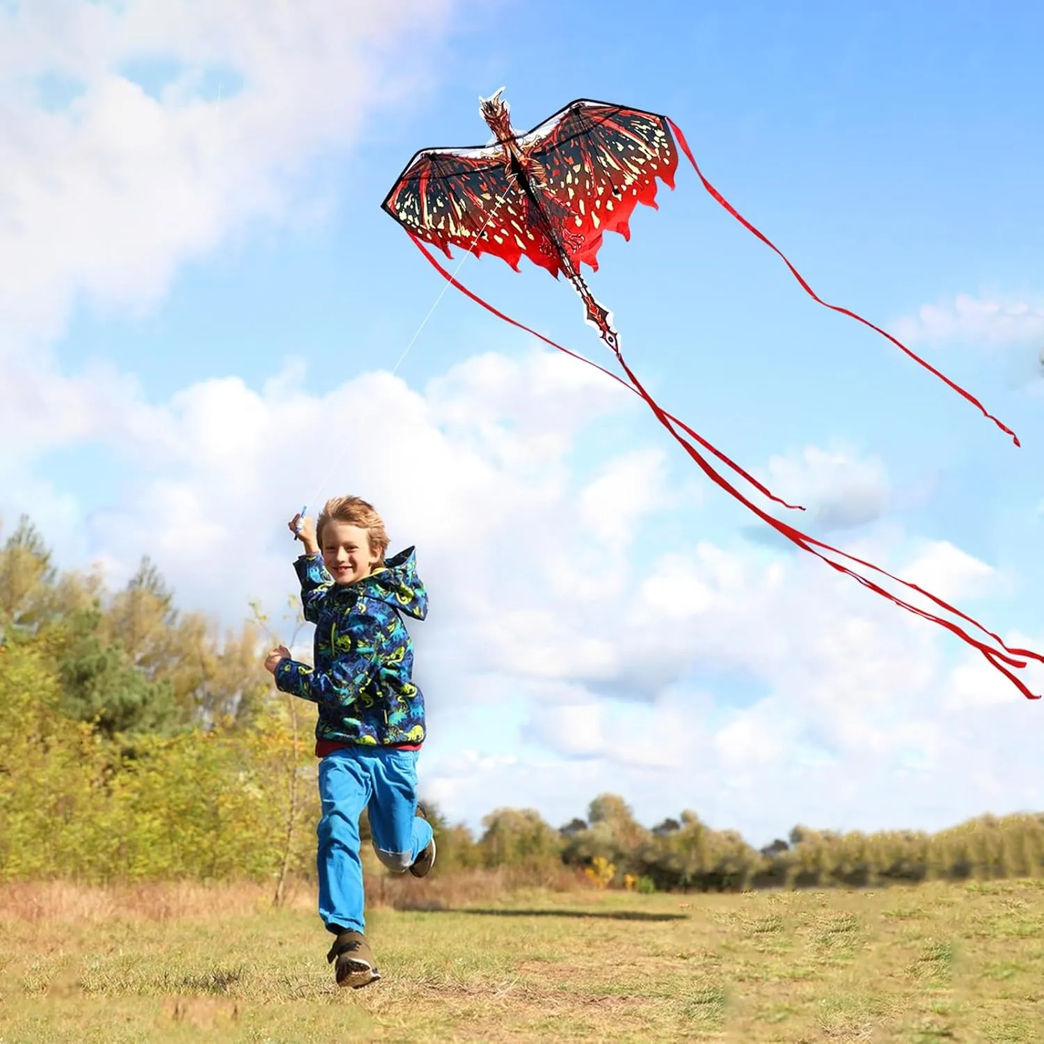 Mint's Colorful Life Dragon Kite for Kids & Adults, Easy to Fly Best Beach Kites for Beginners, 300ft Kite String Included
