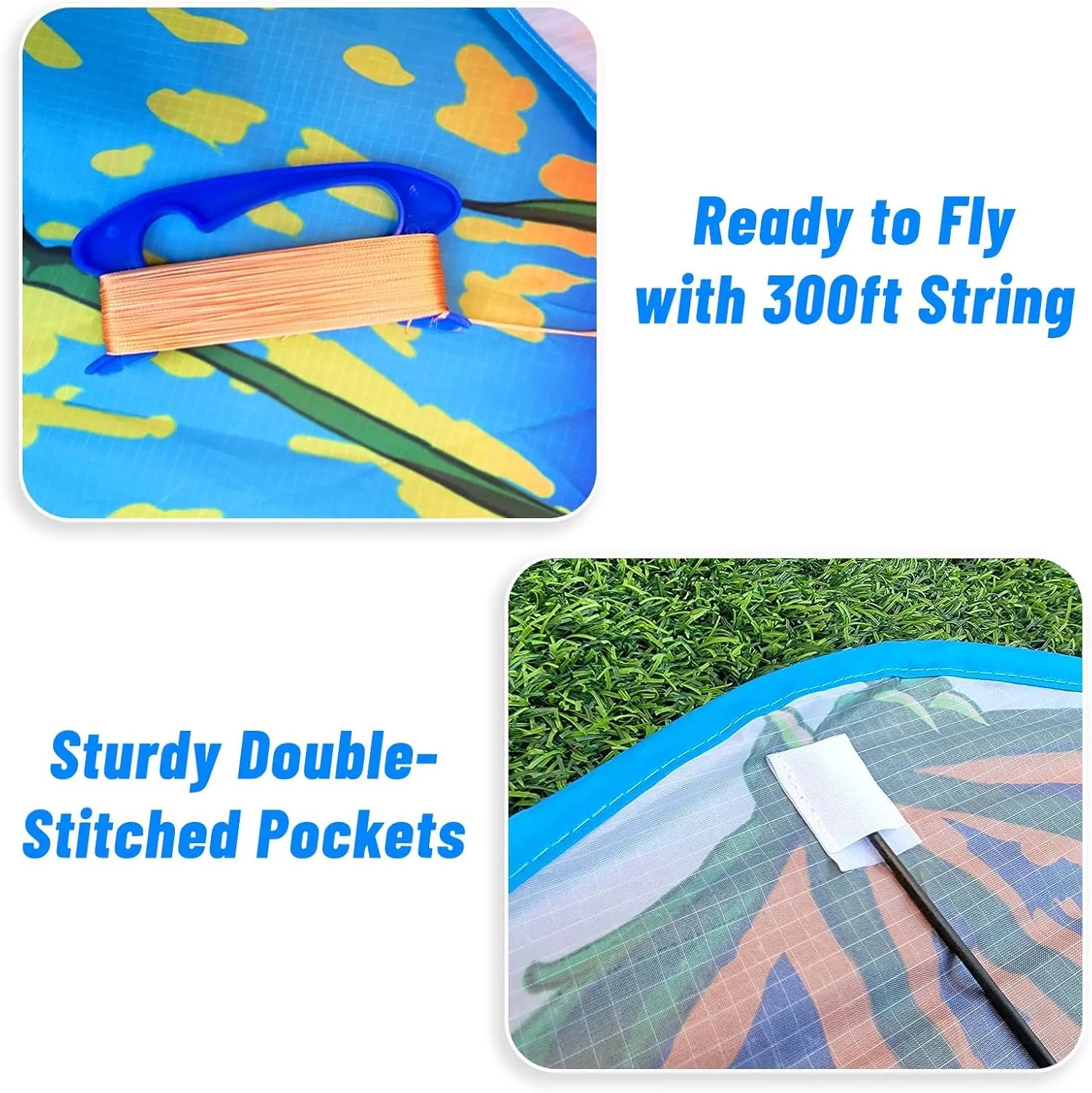 Mint's Colorful Life Dragon Kite for Kids & Adults, Easy to Fly Best Beach Kites for Beginners, 300ft Kite String Included