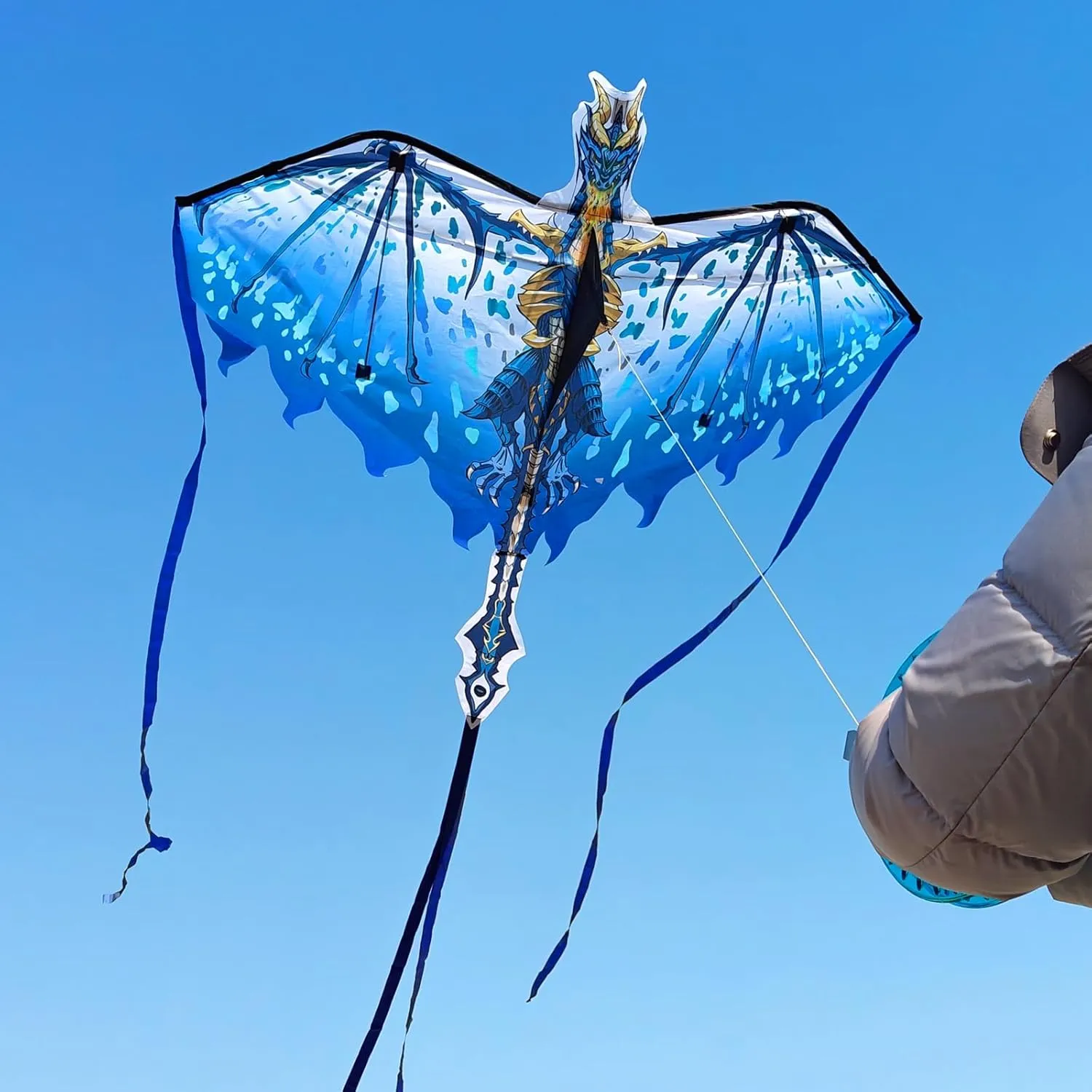 Mint's Colorful Life Dragon Kite for Kids & Adults, Easy to Fly Best Beach Kites for Beginners, 300ft Kite String Included