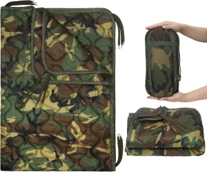 Mirzoyan Woobie Blanket, Military Poncho Liner Camo Insulated Camping Woobie Blanket for Outdoor Hiking Survival Hunting