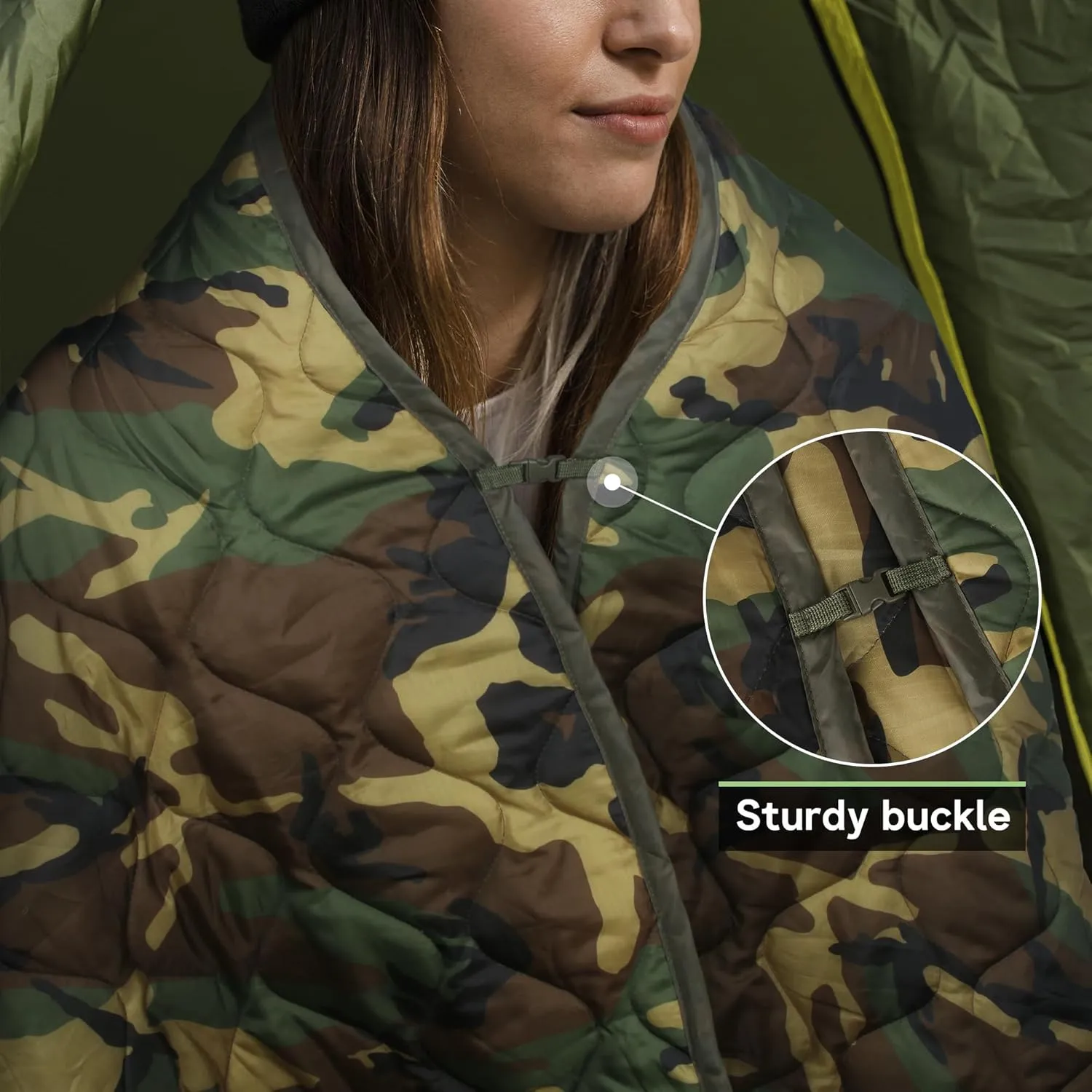 Mirzoyan Woobie Blanket, Military Poncho Liner Camo Insulated Camping Woobie Blanket for Outdoor Hiking Survival Hunting