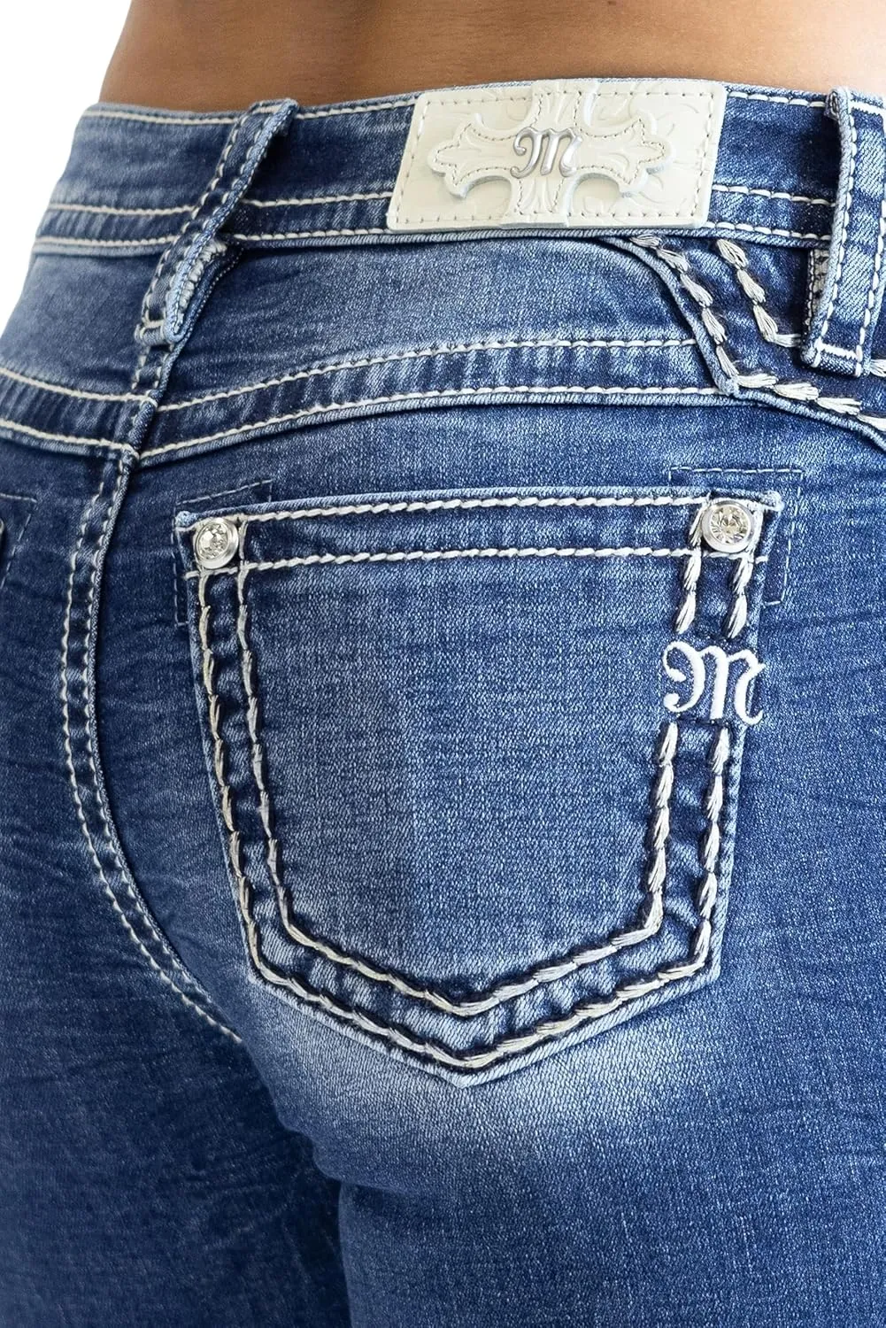 Miss Me Women's Ella Jane Saddle Stitch Mid-Rise Bootcut Jeans