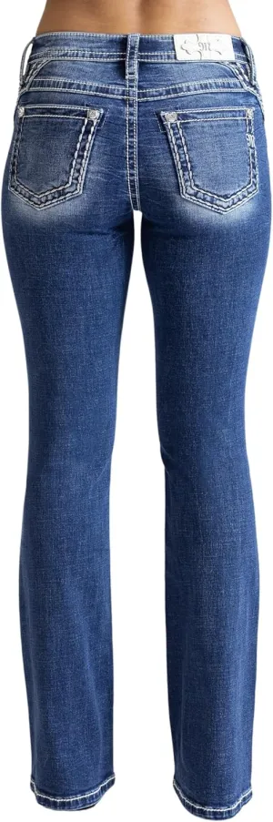 Miss Me Women's Ella Jane Saddle Stitch Mid-Rise Bootcut Jeans