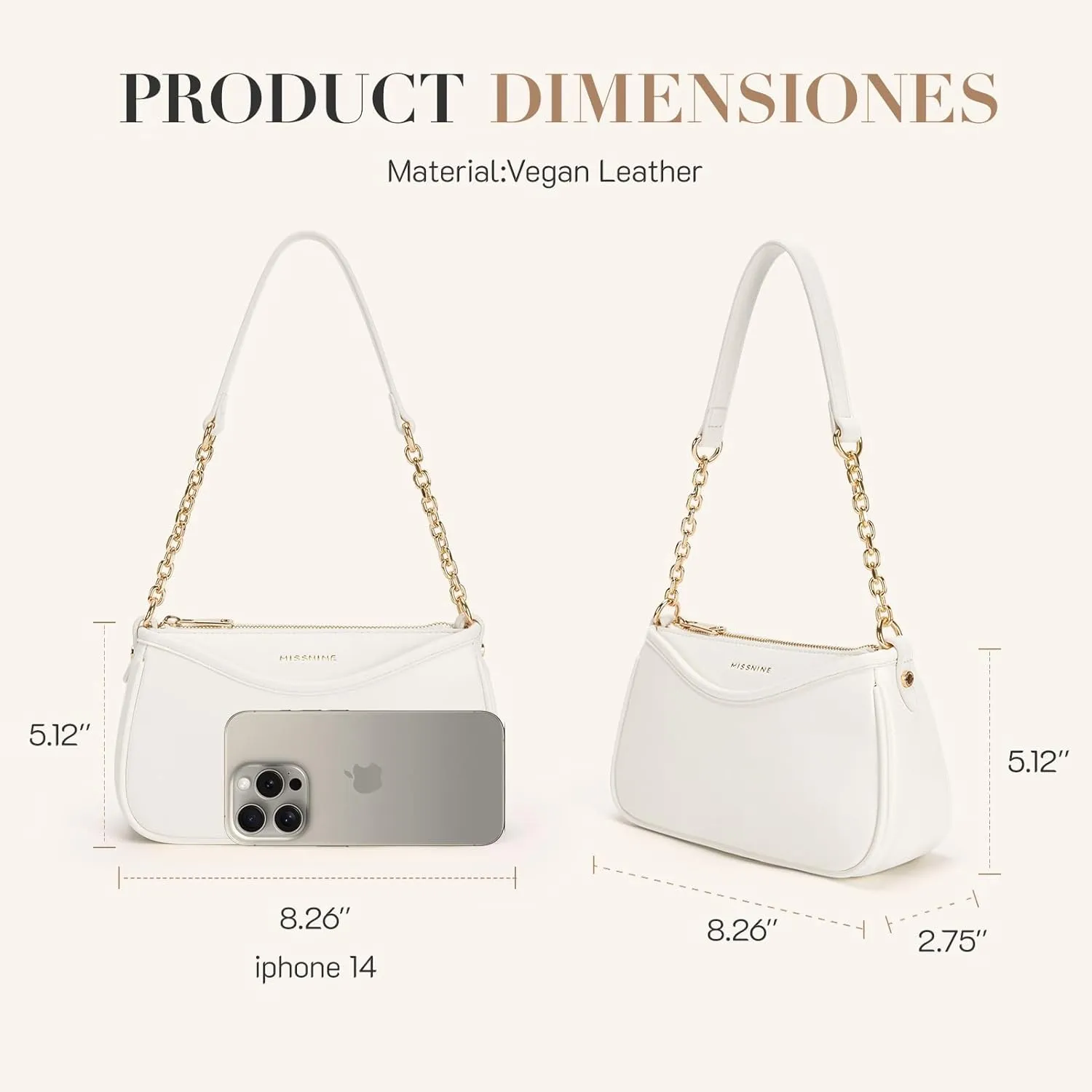 Missnine Shoulder Bag for Women Small Purse Trendy Clutch Hobo Bag Vegan Leather Mini Handbag with Zipper Closure