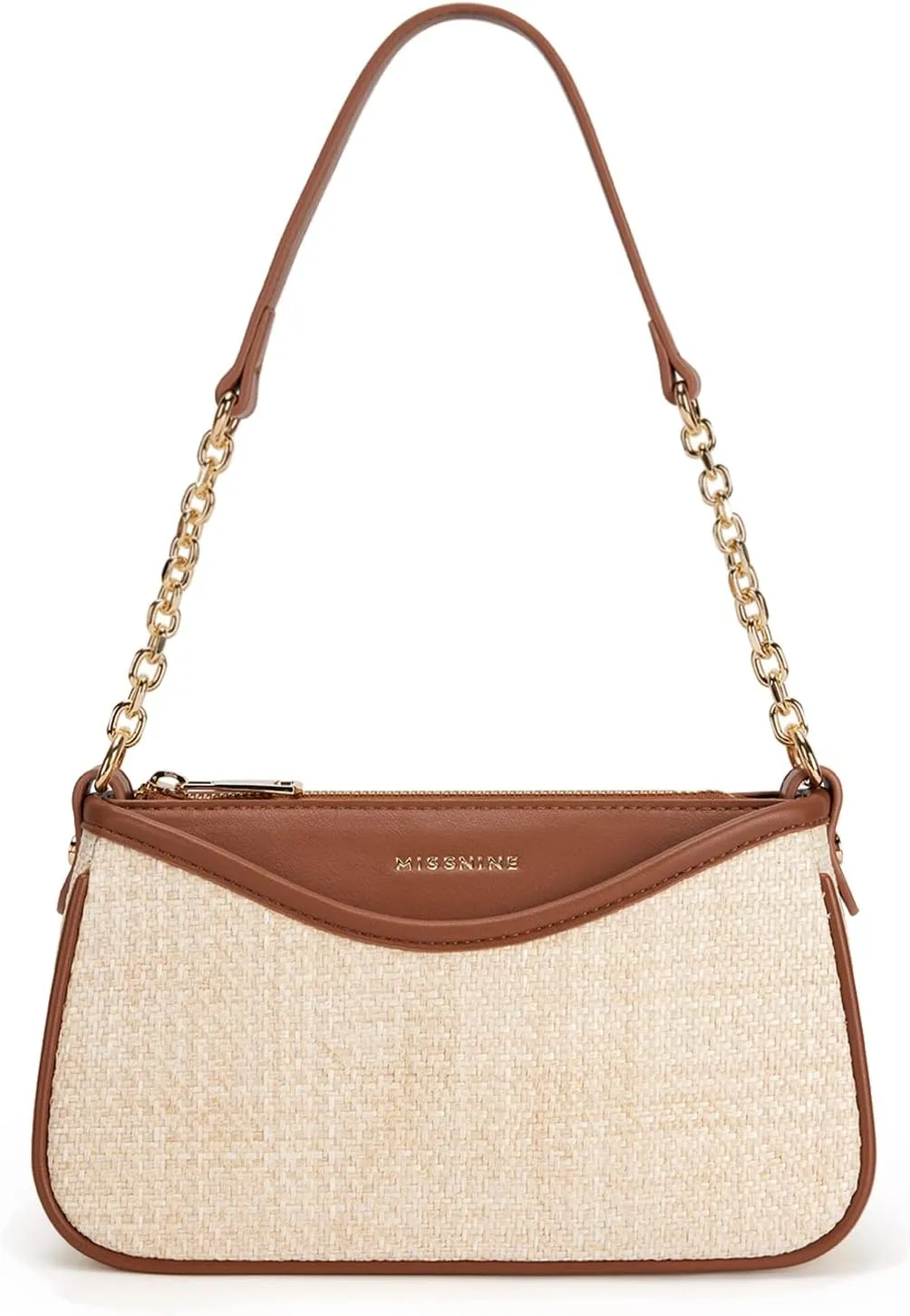 Missnine Shoulder Bag for Women Small Purse Trendy Clutch Hobo Bag Vegan Leather Mini Handbag with Zipper Closure