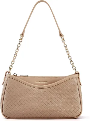 Missnine Shoulder Bag for Women Small Purse Trendy Clutch Hobo Bag Vegan Leather Mini Handbag with Zipper Closure