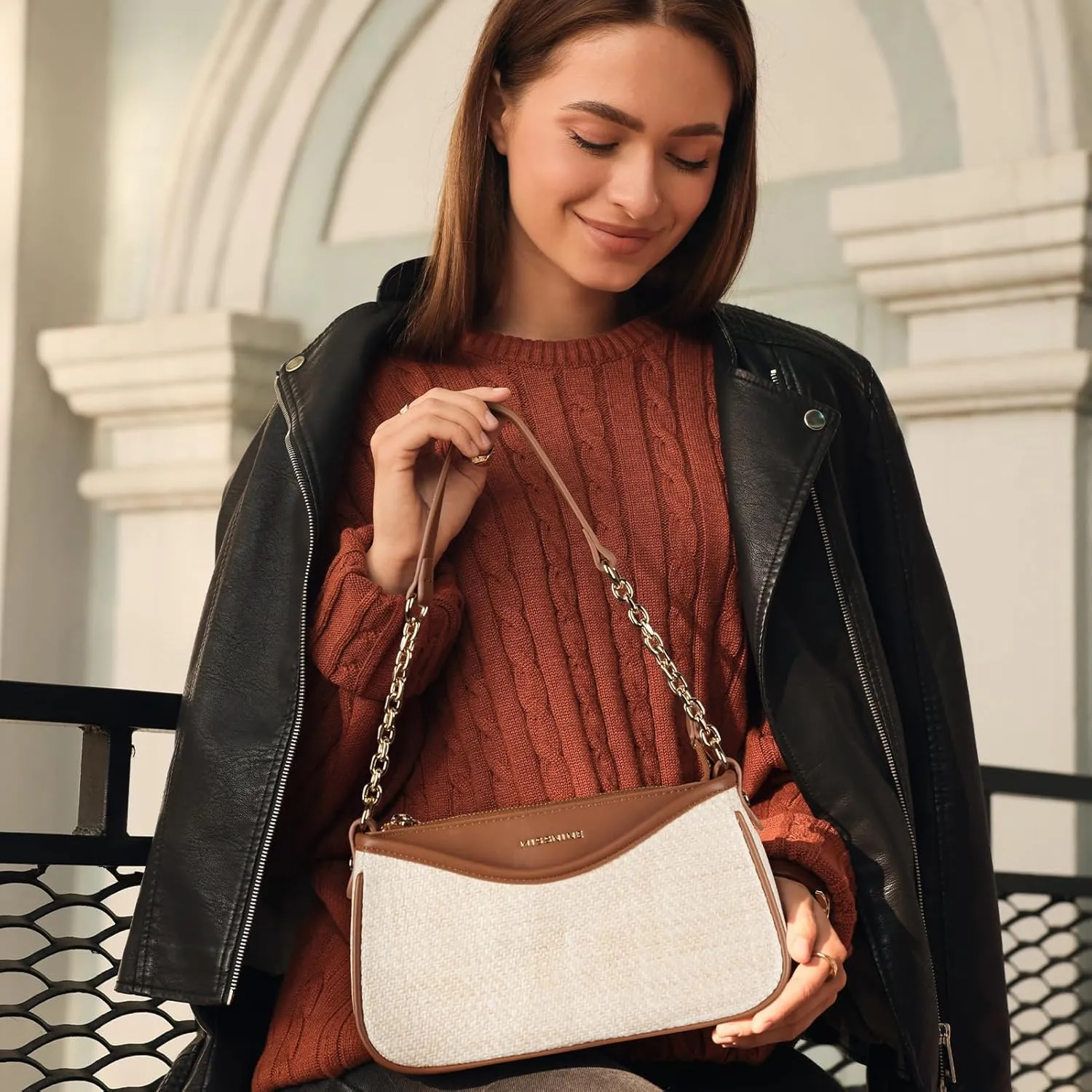 Missnine Shoulder Bag for Women Small Purse Trendy Clutch Hobo Bag Vegan Leather Mini Handbag with Zipper Closure