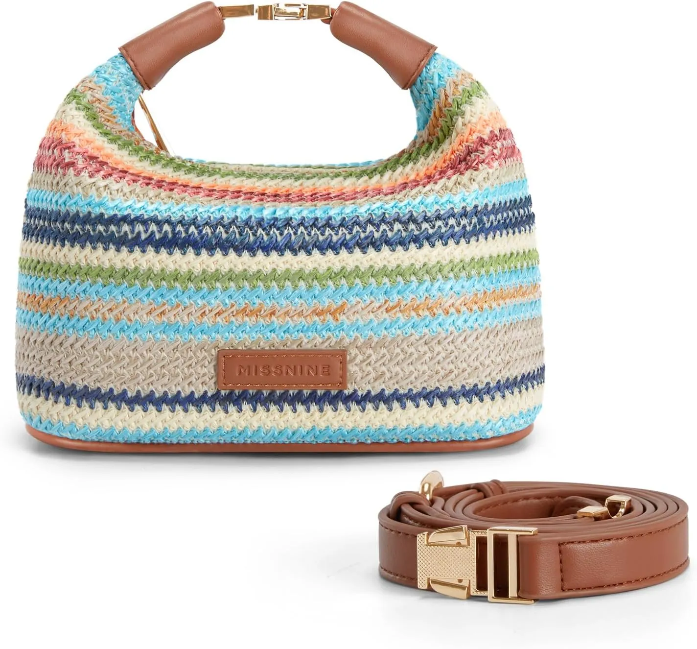 Missnine Small Straw Purse for Women Summer Woven Raffia Beach Crossbody Shoulder Bags Vacation Top Handle Satchel Handbag