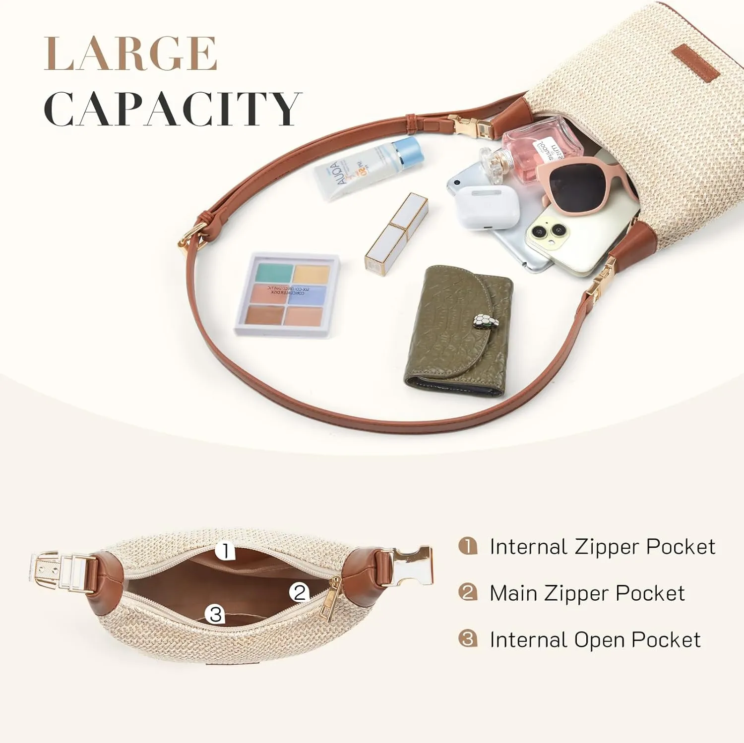 Missnine Straw Purse for Women Summer Raffia Purses Small Beach Crossbody Bag Vacation Woven Top Handle Satchel Handbag