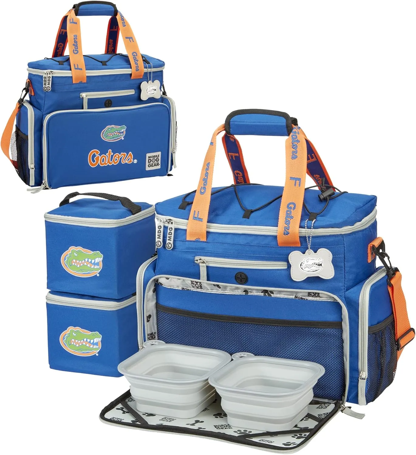 Mobile Dog Gear, Patented Dog Week Away Bag, NCAA University of Florida Week Away Dog Travel Bag for Medium and Large Dogs, Officially Licensed, Includes Dog Travel Accessories, Blue
