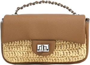 Molodo Elegant Crossbody Bags for Women Trendy Straw Purse Summer Raffia Purse Beach Handbag with Chain Ladies Evening Bag