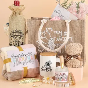 Mothers Day Gifts for Grandma,Birthday Gifts for Grandma from Grandkids,Grandma's Coffee Mug Beach Travel Bag Set