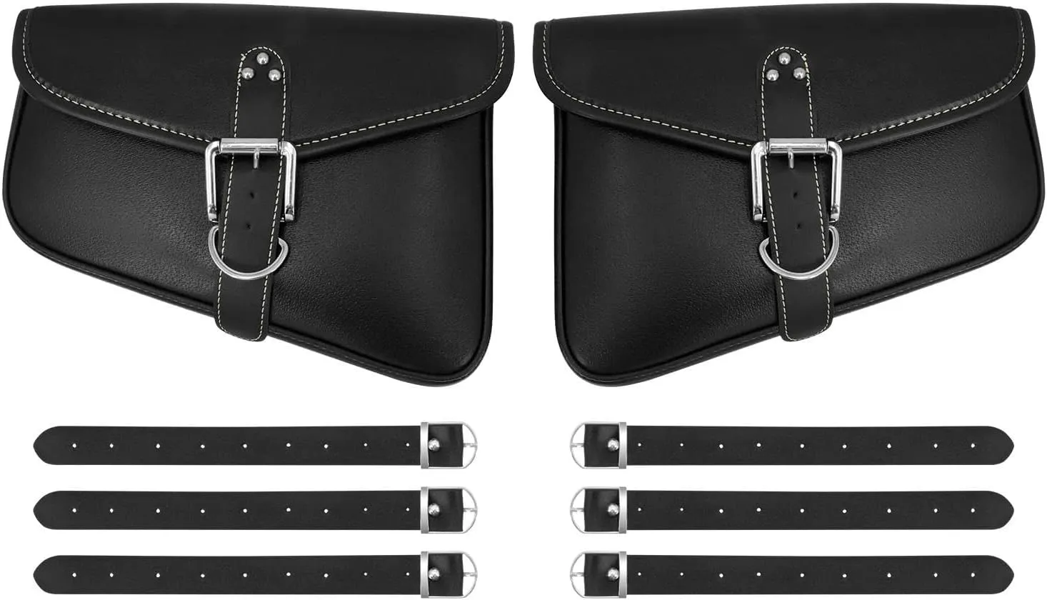 Motorcycle Saddlebags Side Tool Bag PU Leather Luggage Universal Saddle Bag Pouch Black for Yam&aha(Right Saddle Bag)