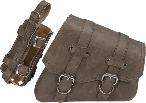 Motorcycle Solo Saddle Bag and Pannier Storage with Drink Bottle Holder PU Leather Waterproof Solo Swing Arm Bag Motorbike Luggage Bag Right Side Bag, Brown