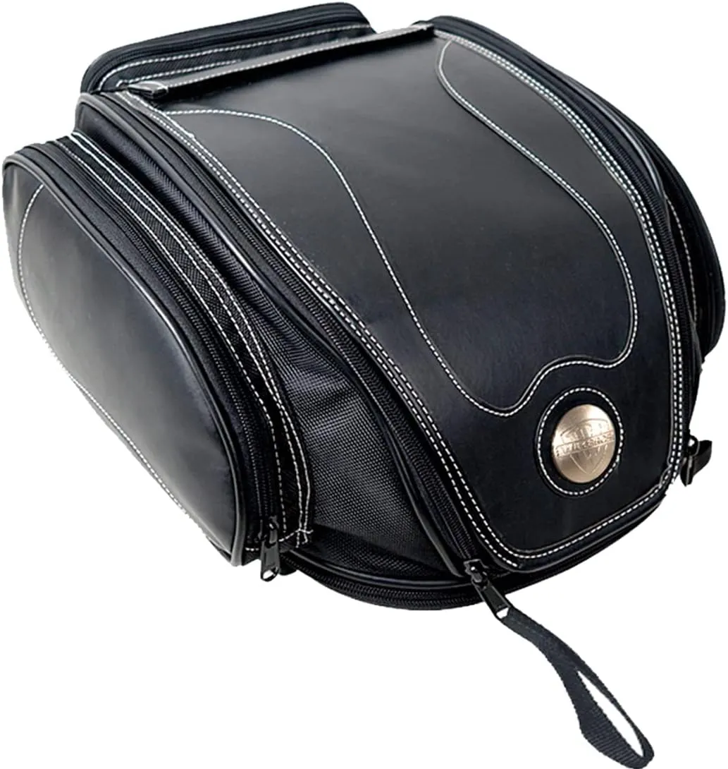 Motorcycle Tail Bag Waterproof Leather Rear Seat Bags Luggage Saddle Helmet Bag Vintage Multifuction