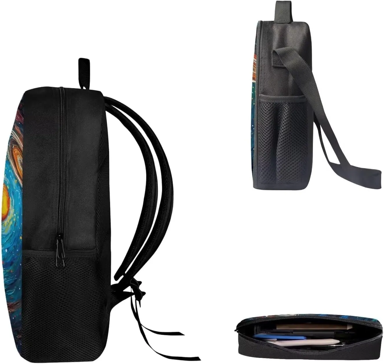 Mumeson Astronaut Galaxy Backpack Schoolbag Casual Daypacks Rucksack for Teen Boys Casual Dailyuse Daypack Set Insulated Thermal Lunch Bags Pencil Case