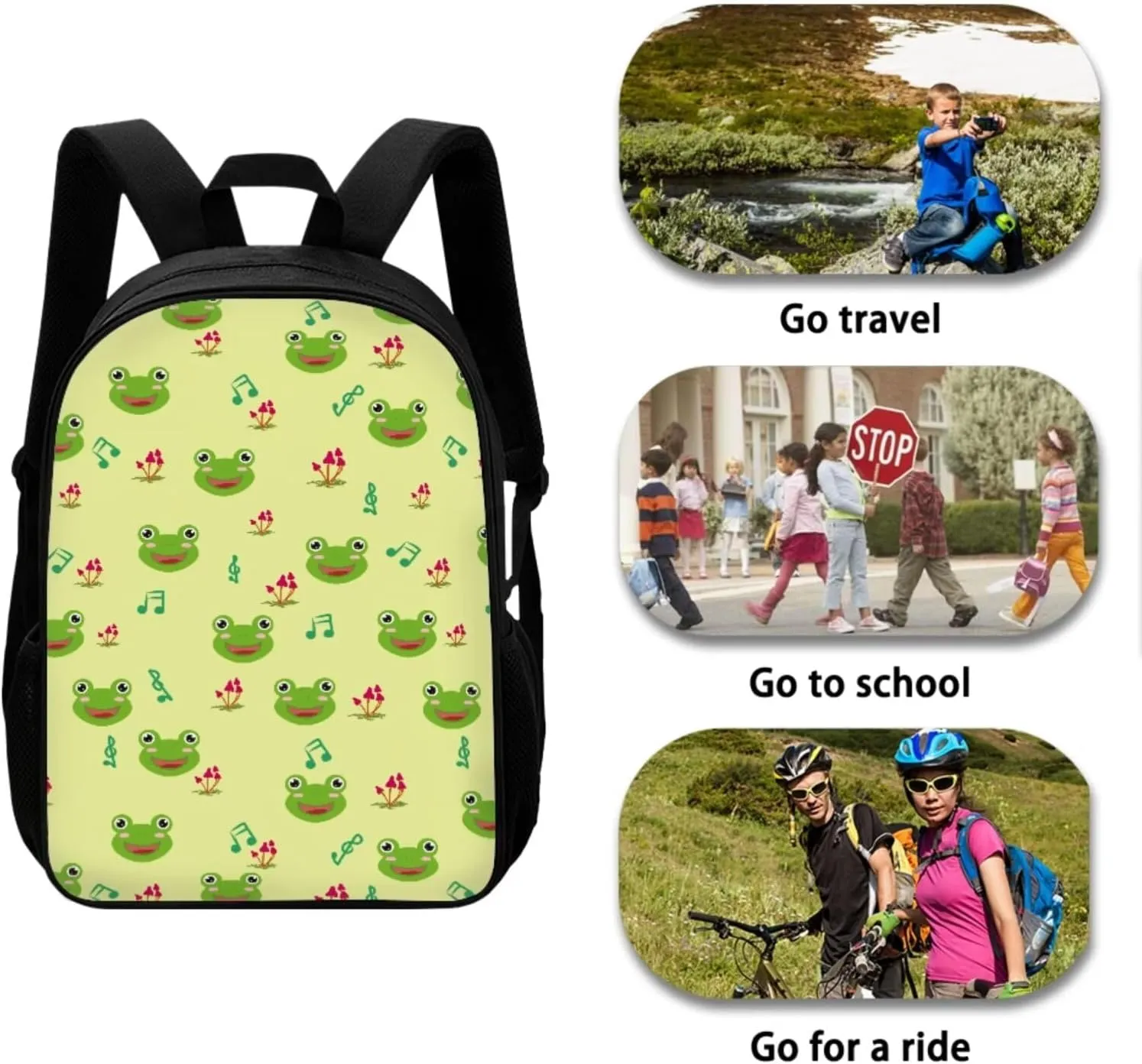 Mumeson Cartoon Frog 3 Pack Schoolbag Bookbag Set School Backpack School Supplies Daypacks Rucksack   Pencil Cases   Insulated Thermal Lunch Bags Lightweight Bookbag