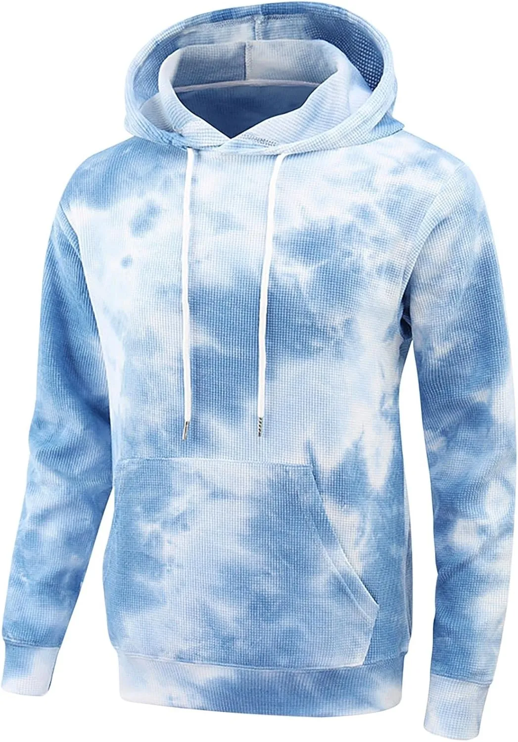 Muscularfit Sweatshirt for Men 2024 Fashion Tie Dye Long Sleeve Hooded Pullover Shirt Causal Contrast Color Print Gym Hoodies