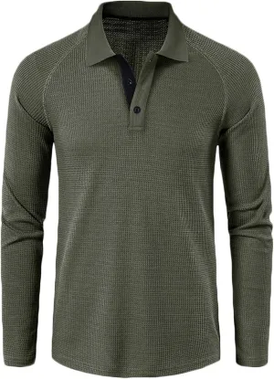 Muscularfit T Shirts for Men V Neck Long Sleeve Solid Polo Shirt Causal Loose Fit Athletic Gym Workout Tee Top Loose Pullover