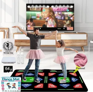 Music Double Dance Mat for Kids and Adults,64G Memory Card,Fitness Dance Games with MV/3D/Cartoon Dance Mode, 1000pcs Games and 81pcs MV 885pcs Songs for HDMI TV Fun Senior Flannel Materia
