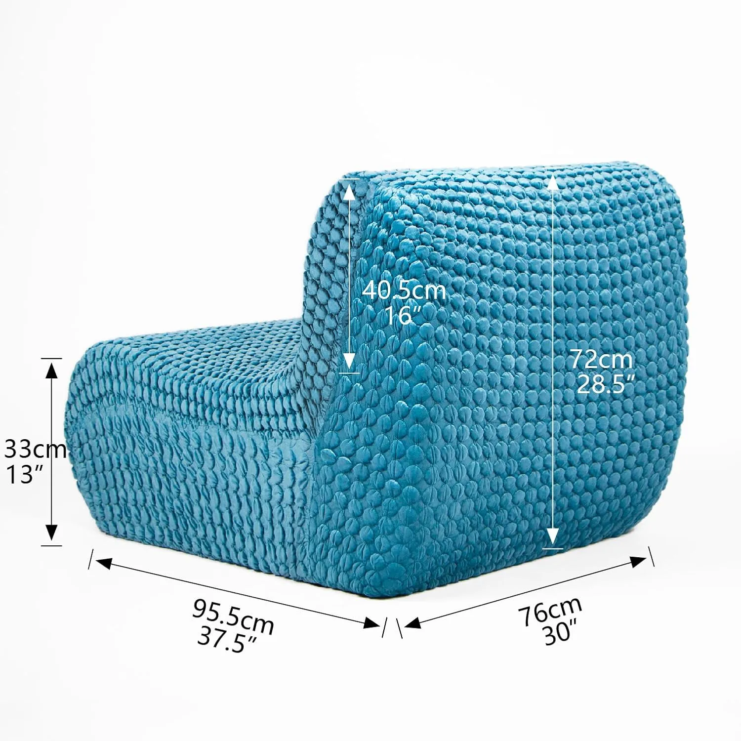 N&V Single Seated Foam Sofa, Armless Floor Sofa, One Piece High Density Foam, Removable and Machine Washable Cover, Blue