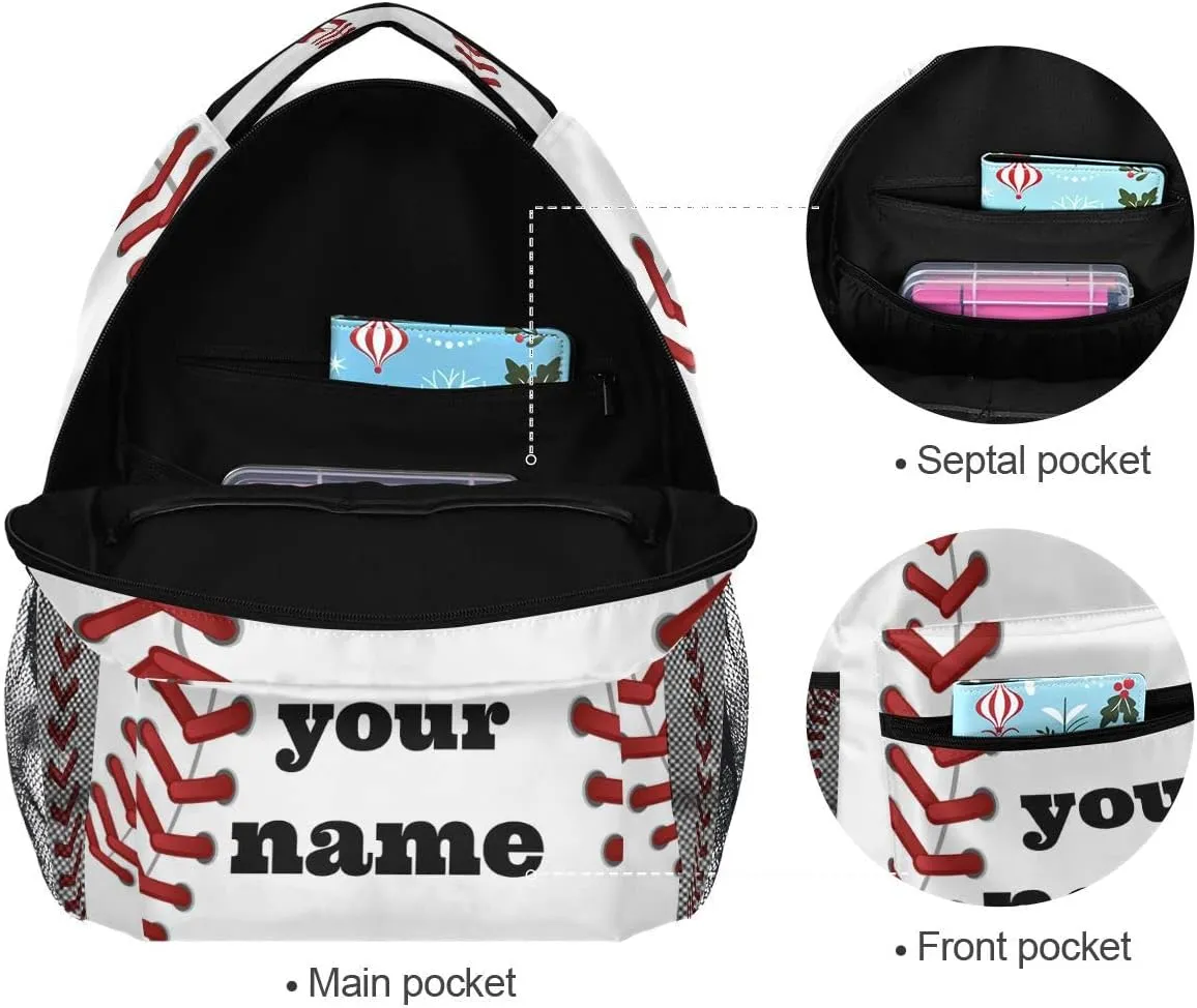 Nander Custom You Name Fashion Baseball Backpack,Casual Daypacks Outdoor Sports Rucksack School Shoulder Bag for Men Women Boys Girls-12x7.3x16.9in