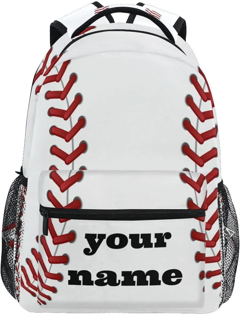 Nander Custom You Name Fashion Baseball Backpack,Casual Daypacks Outdoor Sports Rucksack School Shoulder Bag for Men Women Boys Girls-12x7.3x16.9in