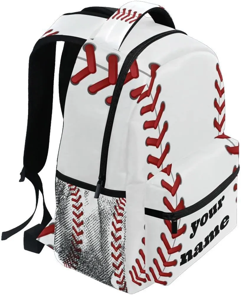Nander Custom You Name Fashion Baseball Backpack,Casual Daypacks Outdoor Sports Rucksack School Shoulder Bag for Men Women Boys Girls-12x7.3x16.9in