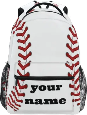 Nander Custom You Name Fashion Baseball Backpack,Casual Daypacks Outdoor Sports Rucksack School Shoulder Bag for Men Women Boys Girls-12x7.3x16.9in