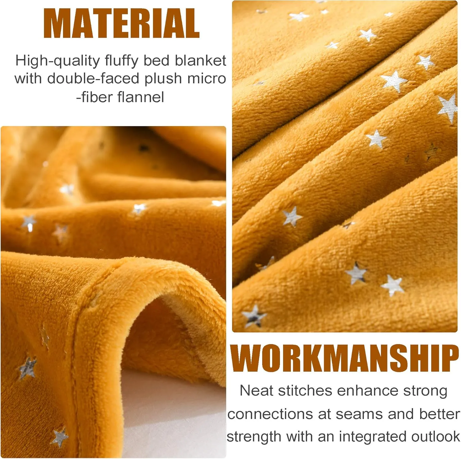 NANPIPER Throw Blanket, Ultra Soft Thick Microplush Bed Blanket, All Season Premium Fluffy Microfiber Fleece Throw for Sofa Couch (Throw Size 50"x65", Ginger)