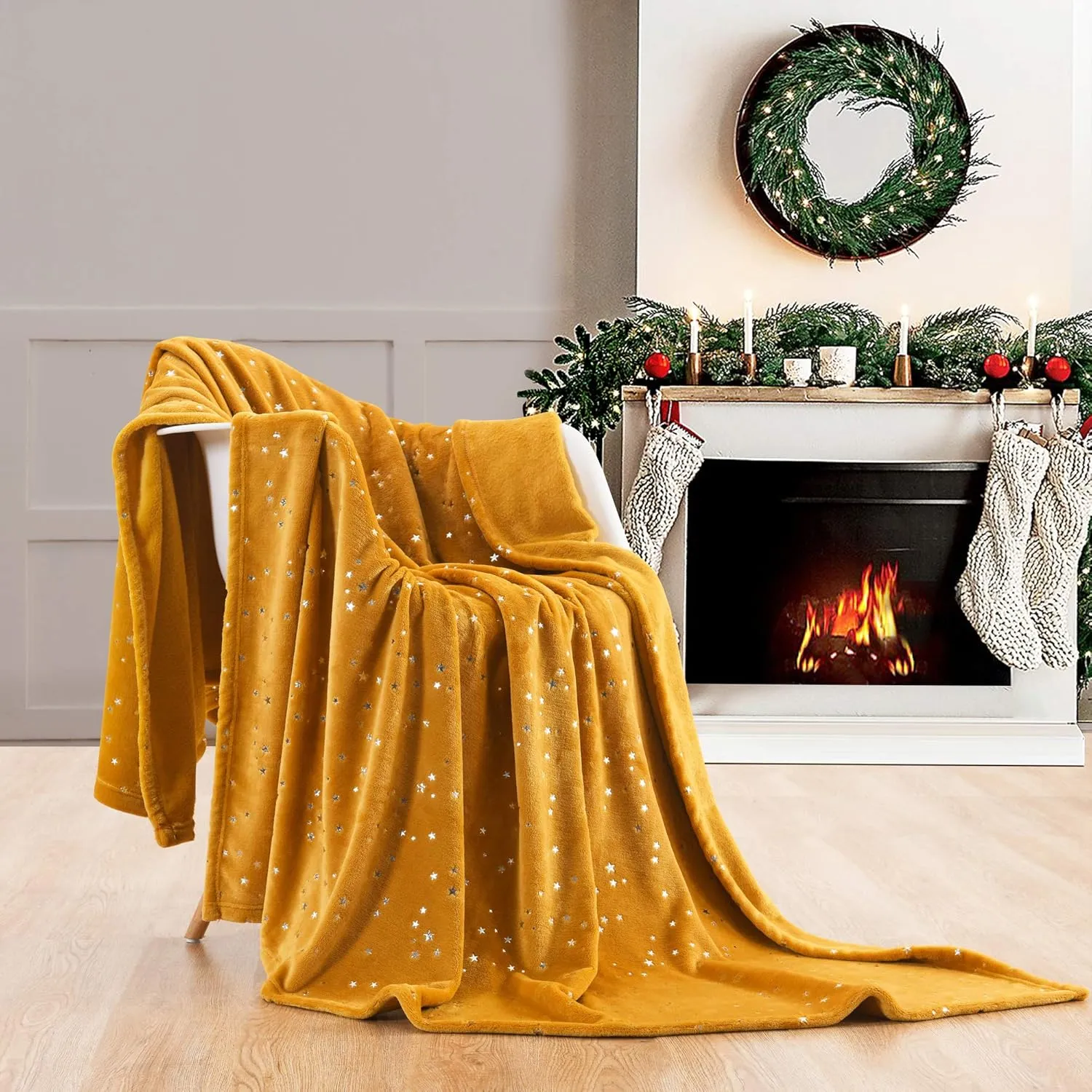 NANPIPER Throw Blanket, Ultra Soft Thick Microplush Bed Blanket, All Season Premium Fluffy Microfiber Fleece Throw for Sofa Couch (Throw Size 50"x65", Ginger)