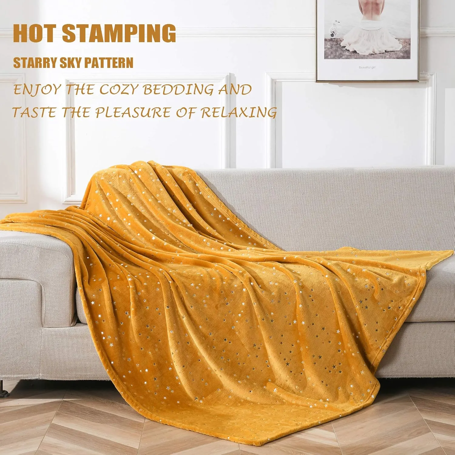 NANPIPER Throw Blanket, Ultra Soft Thick Microplush Bed Blanket, All Season Premium Fluffy Microfiber Fleece Throw for Sofa Couch (Throw Size 50"x65", Ginger)