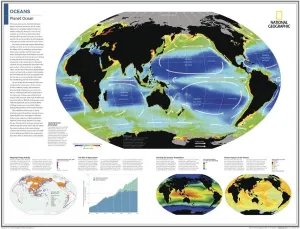 National Geographic Planet Ocean Wall Map - 28 x 22 inches - Rolled Canvas