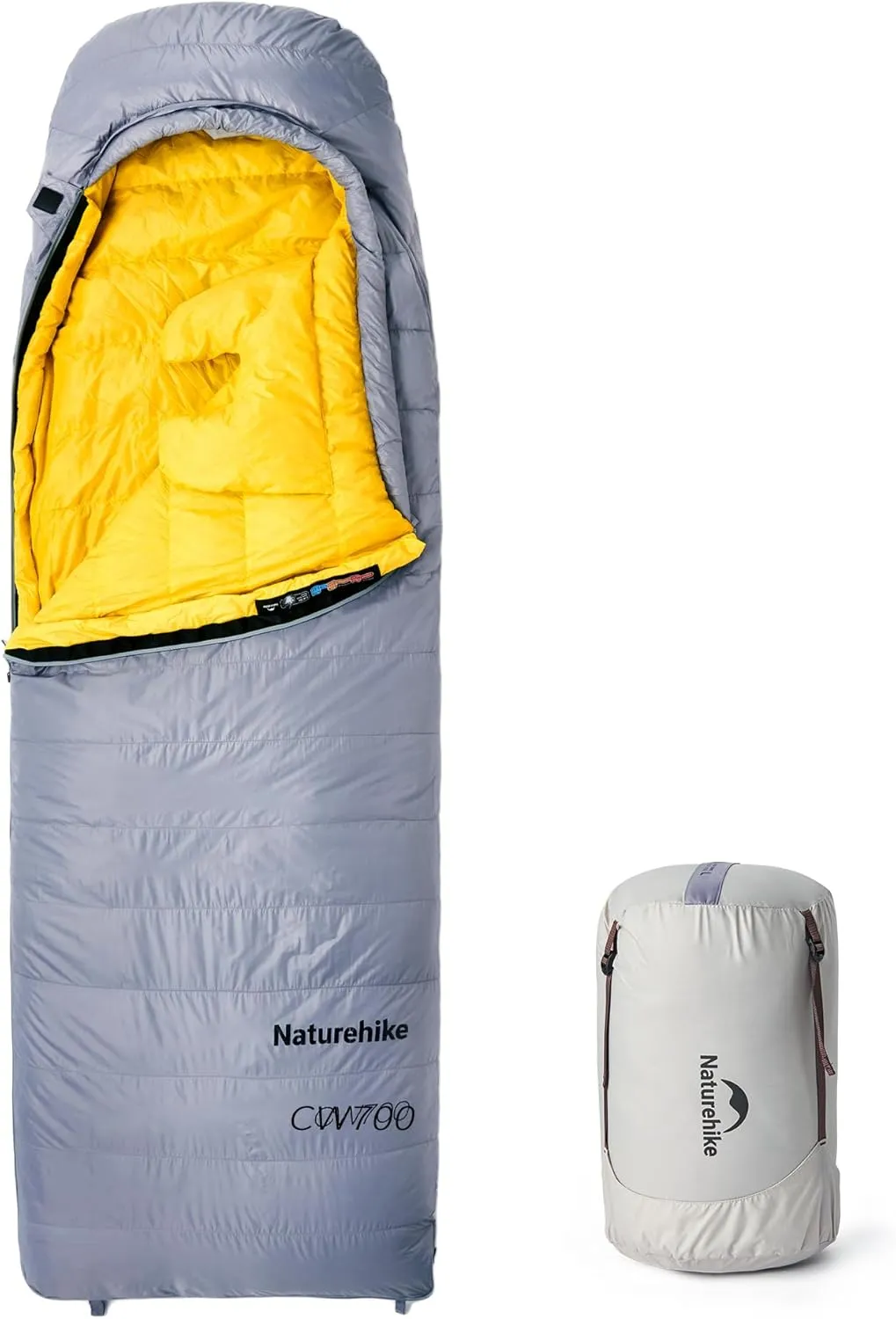 Naturehike 0 Degree Ultralight Down Sleeping Bag for Adults, 650FP Backpacking Cold Weather Sleeping Bag with RDS Down, 28.9℉ Sleeping Bags for Camping, Hiking, 2025 Model CW700