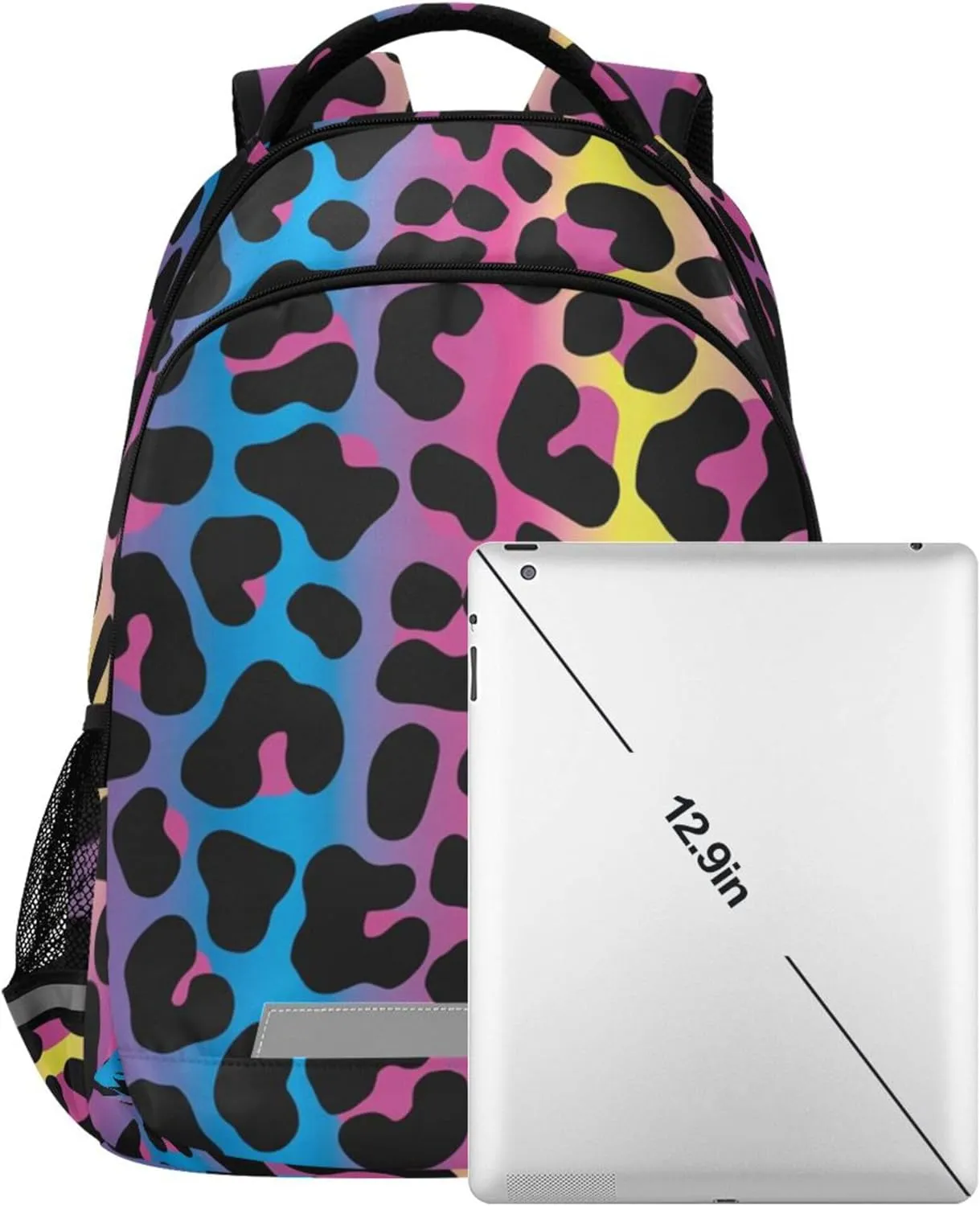 Neon Leopard Printing Backpack for Student Kids Rucksack Boys Girls School Bag Travel Daypack
