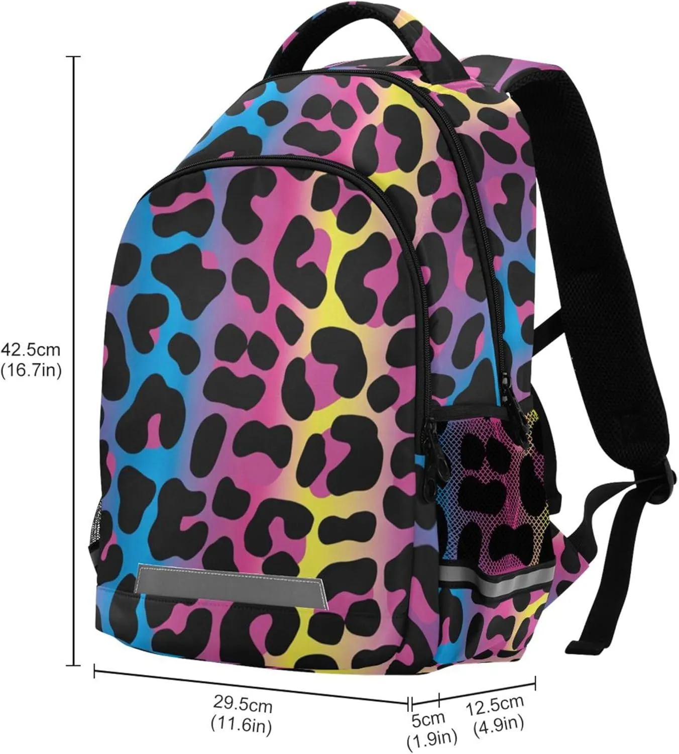 Neon Leopard Printing Backpack for Student Kids Rucksack Boys Girls School Bag Travel Daypack