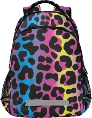 Neon Leopard Printing Backpack for Student Kids Rucksack Boys Girls School Bag Travel Daypack