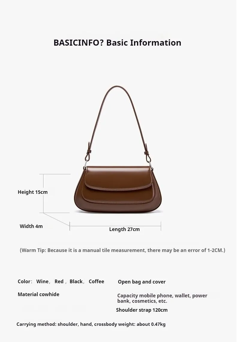 new saddle bag genuine leather armpit bag, simple and fashion elegant,high-end shoulder bag and crossbody bag