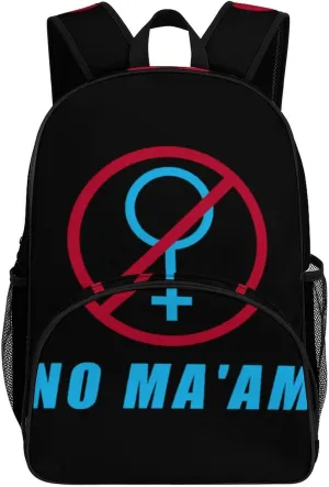 NO MA'AM Backpack Print Laptop Bag Shoulder Bags Travel Casual Daypacks For Women Men