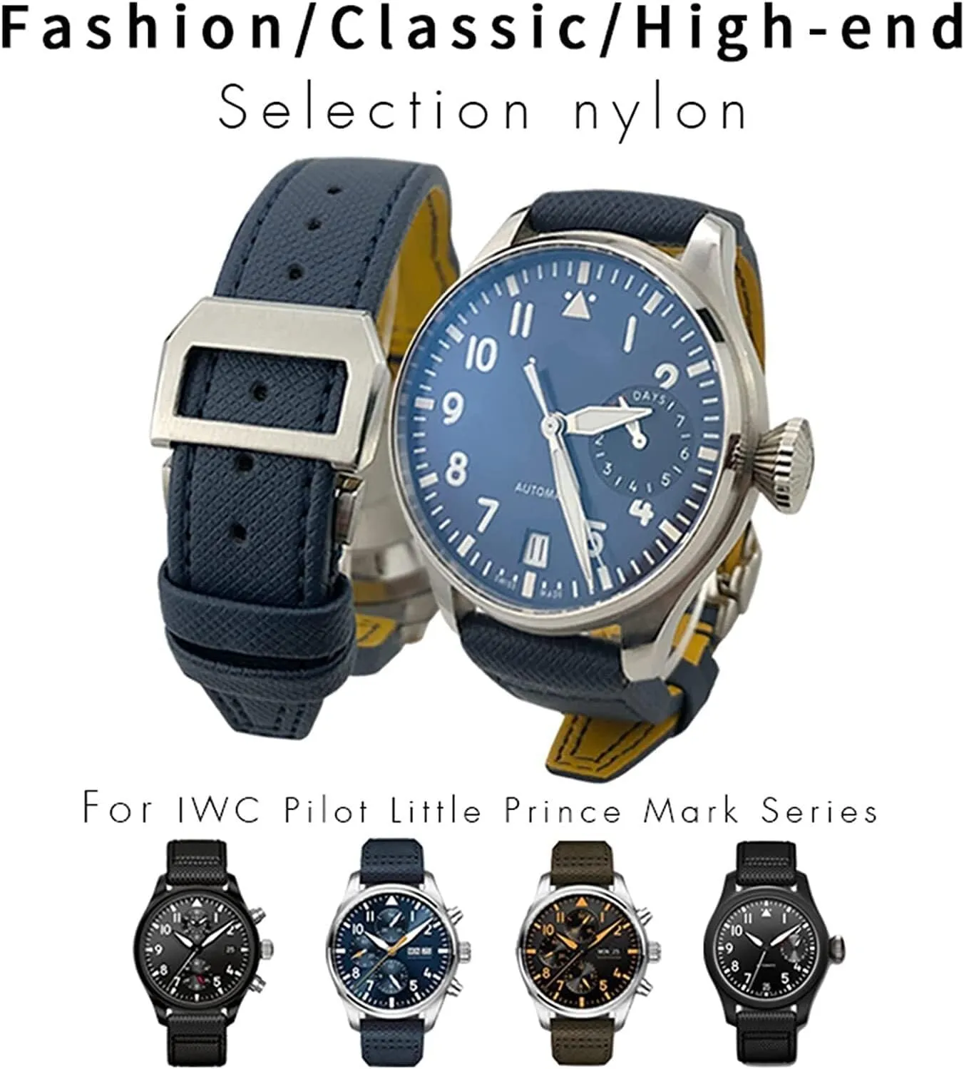 Nylon Calfskin Leather Watch Band For IWC Big Pilot IW377714 Mark18 SPITFIRE Canvas Strap 22mm 21mm 20mm